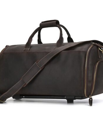 Crazy Horse Leather Trolley Bag 22-inch Leather Large Capacity